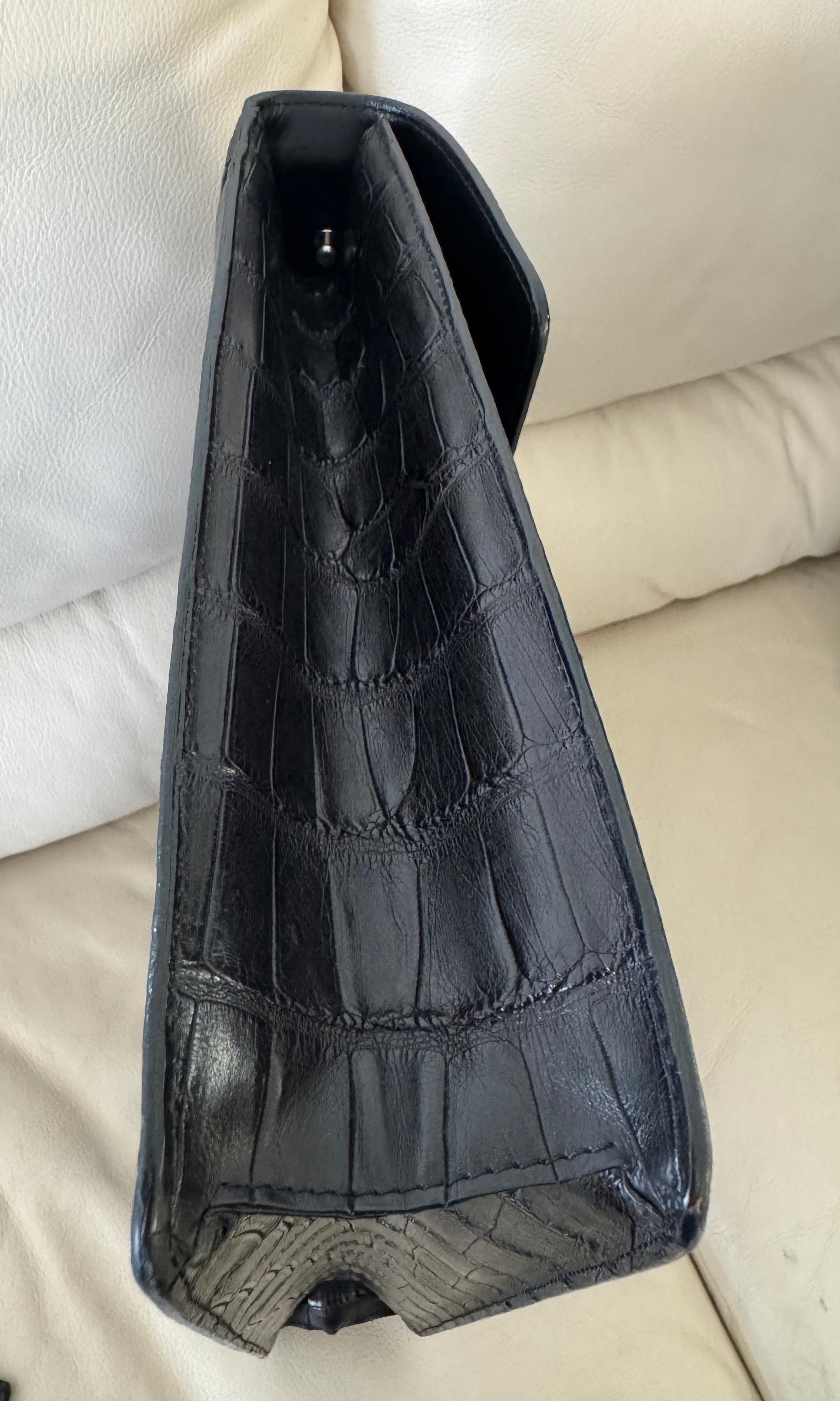 RARE A.Testoni Black Alligator Briefcase One of a Kind en vente 3