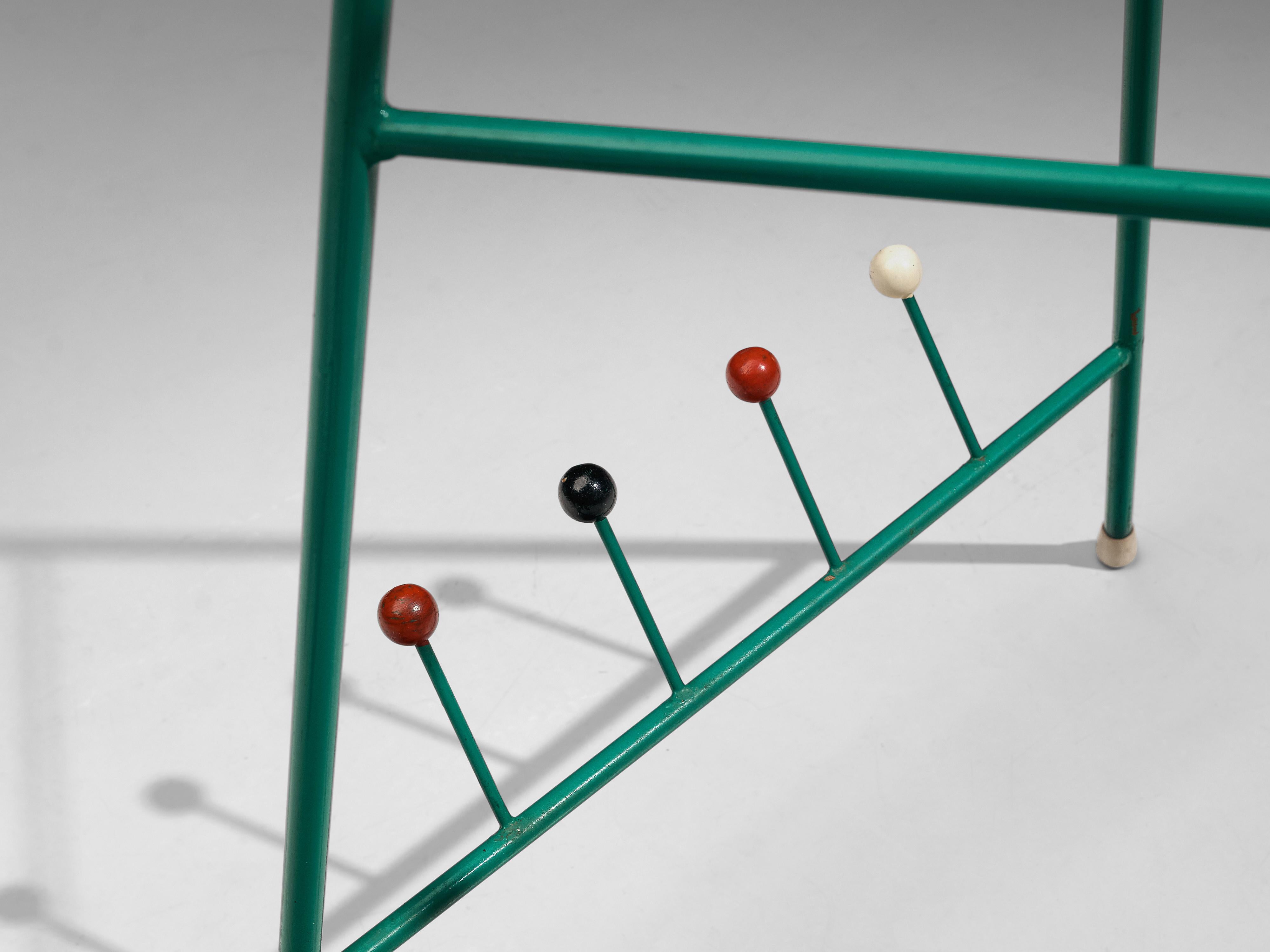 Rare Atomic Coat Rack in Green Metal 4