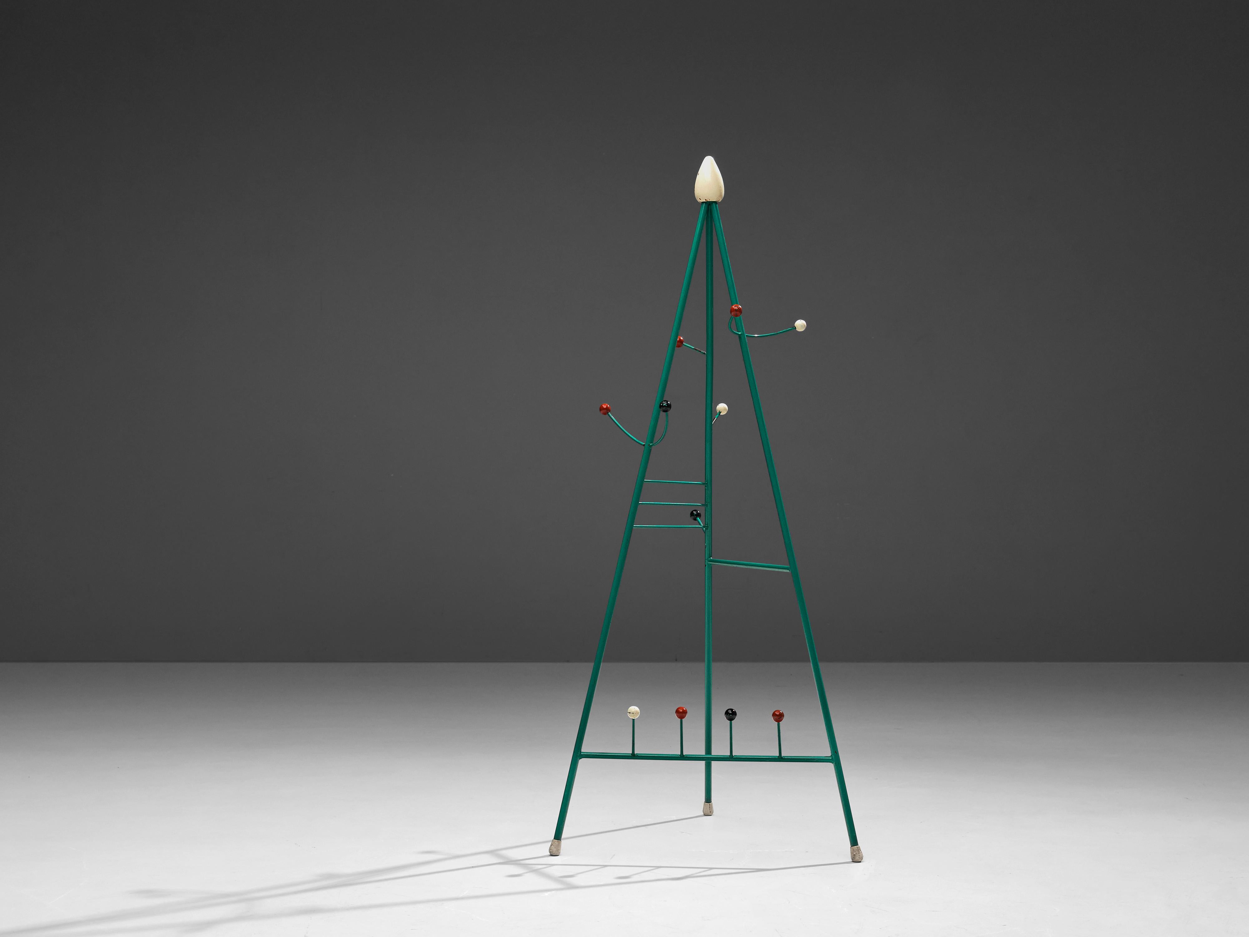 Rare Atomic Coat Rack in Green Metal 1
