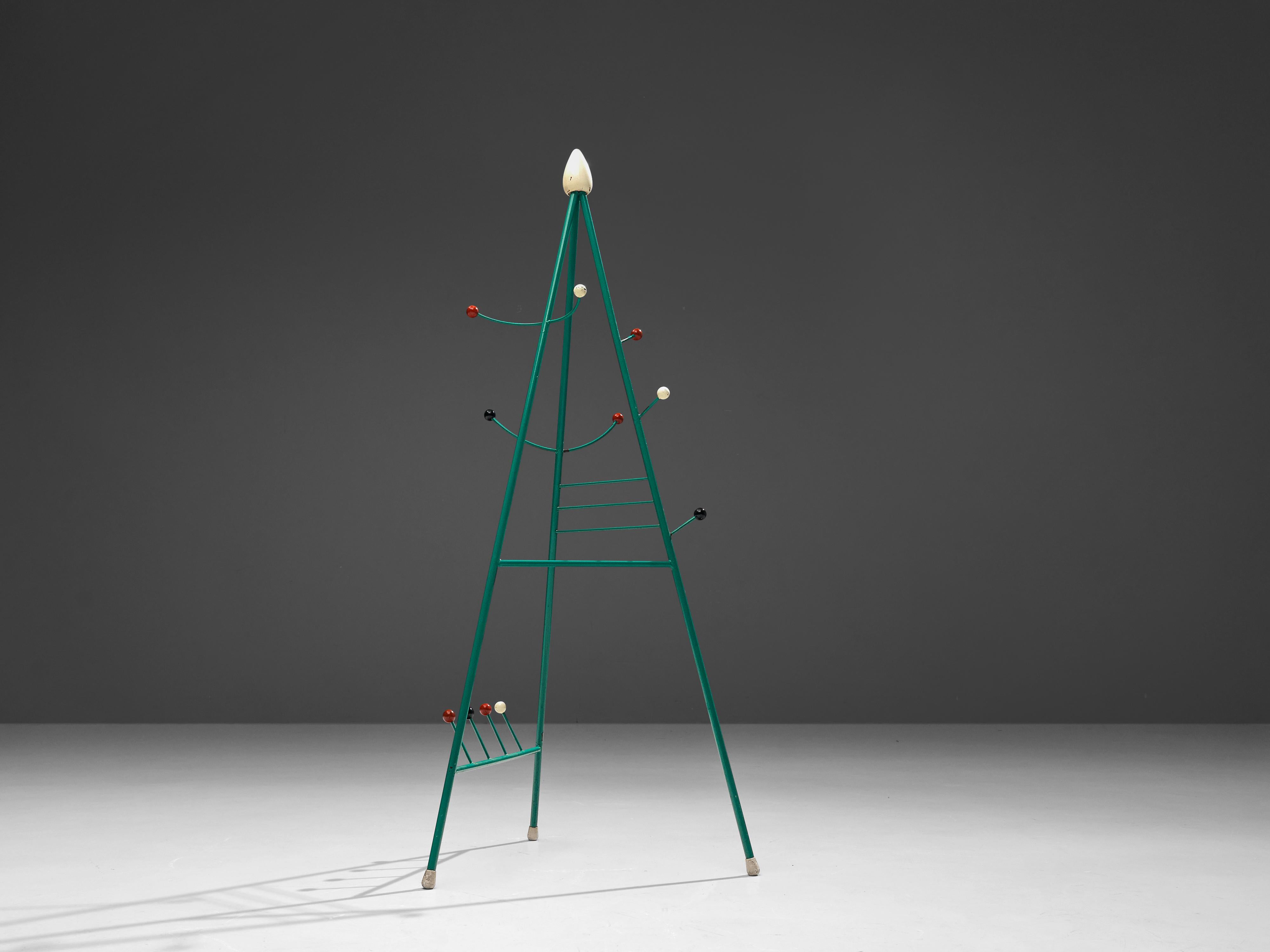 Rare Atomic Coat Rack in Green Metal 3