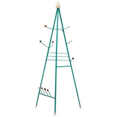 Rare Atomic Coat Rack in Green Metal