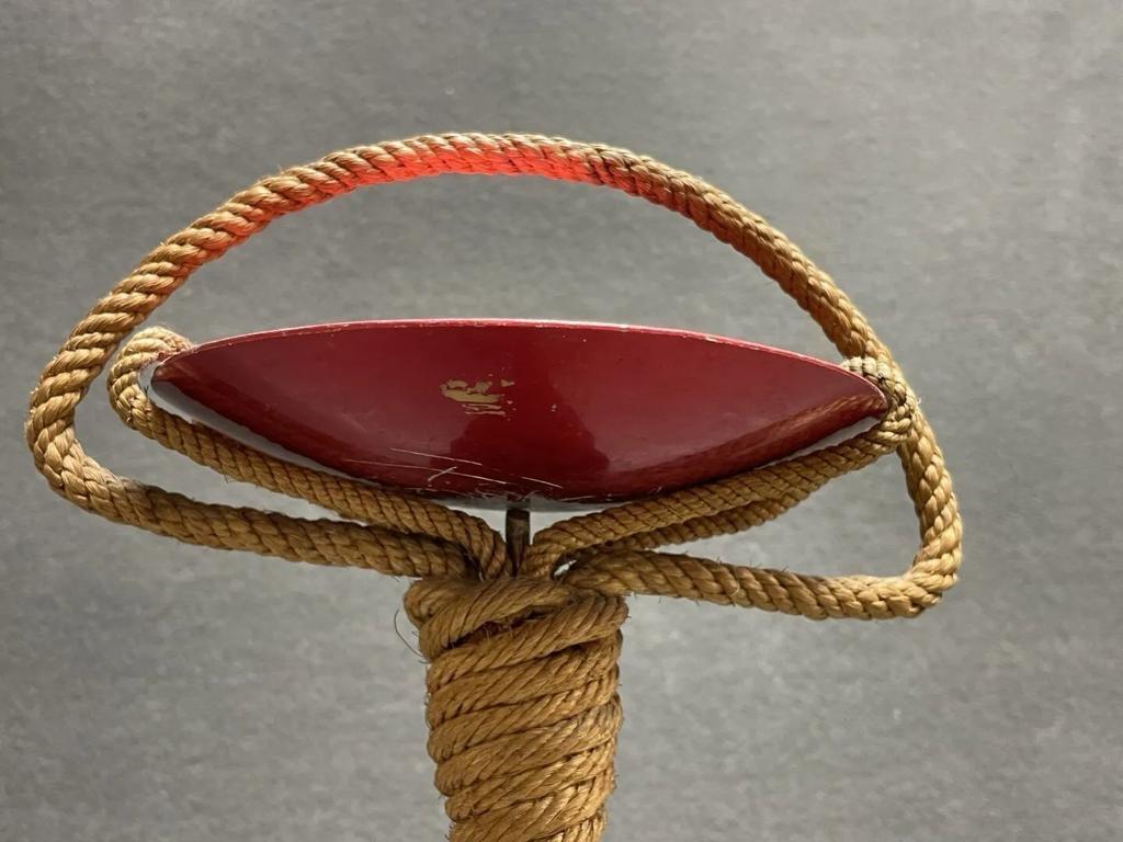 Rare AUDOUX et MINET standing ashtray in rope DESIGN 1950's In Good Condition For Sale In Saint Rémy de Provence, FR