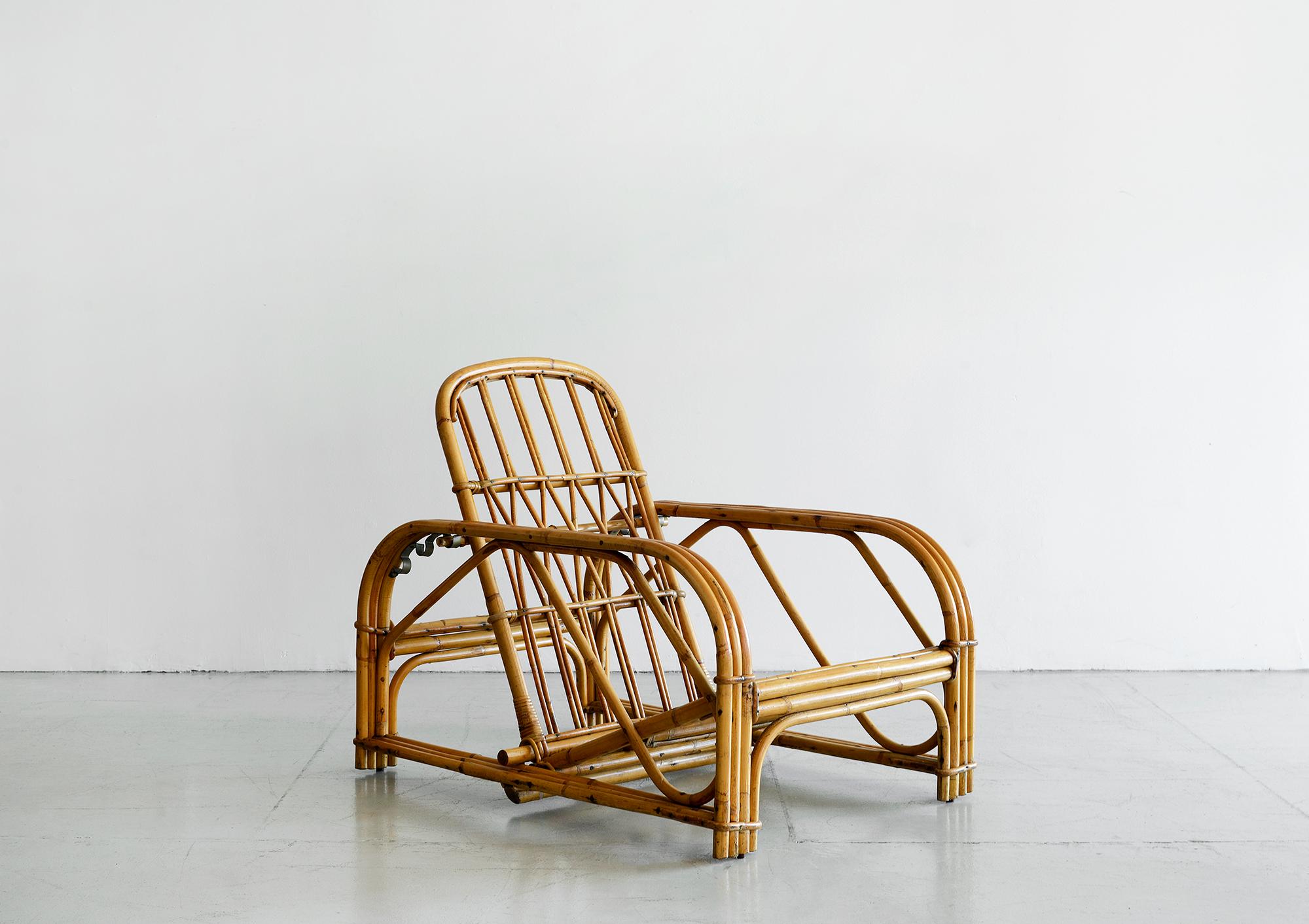 Mid-Century Modern Rare Audoux Minet Rattan Lounge Chairs