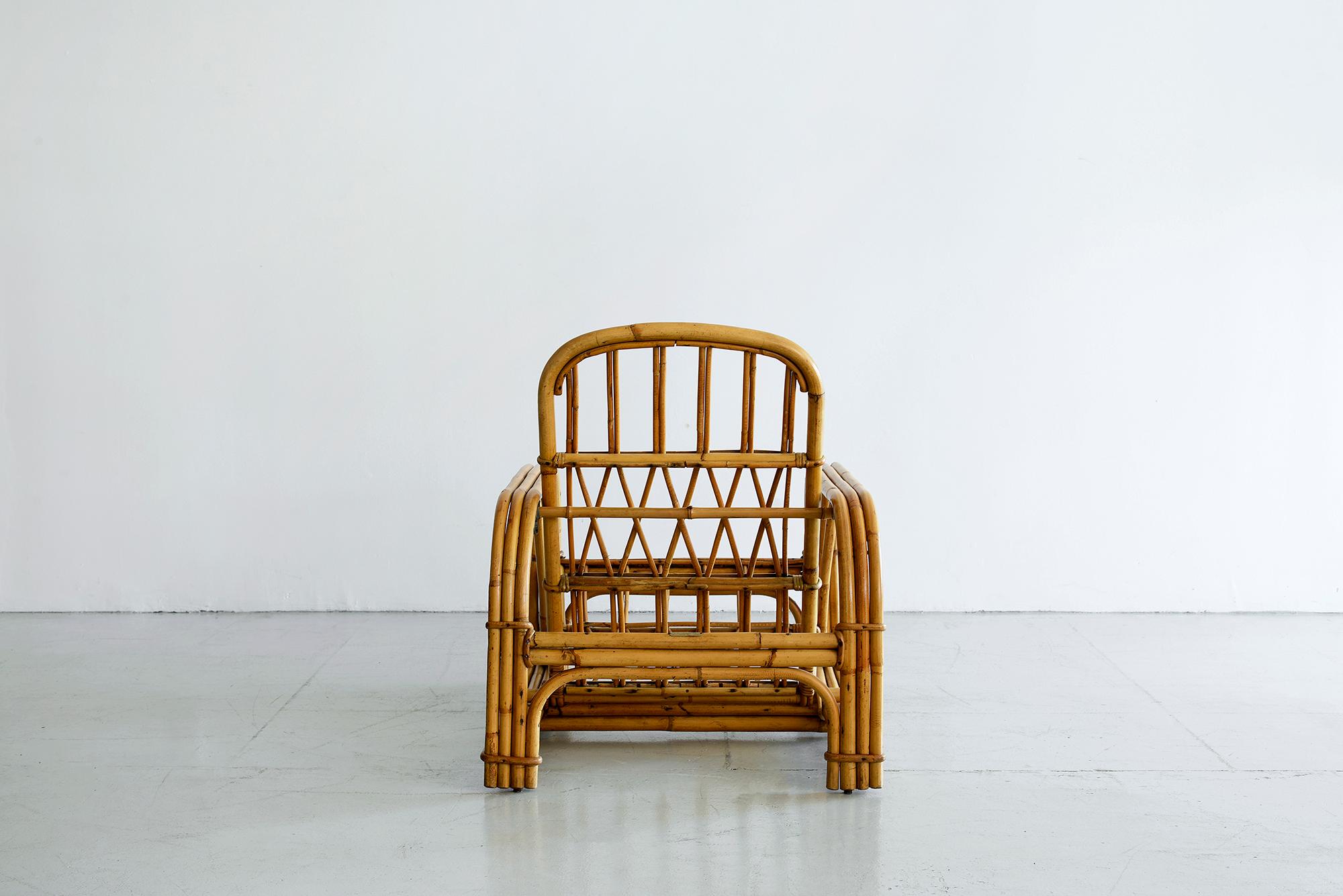 20th Century Rare Audoux Minet Rattan Lounge Chairs