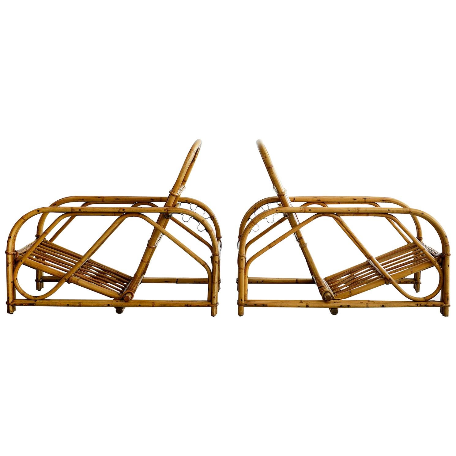 Rare Audoux Minet Rattan Lounge Chairs