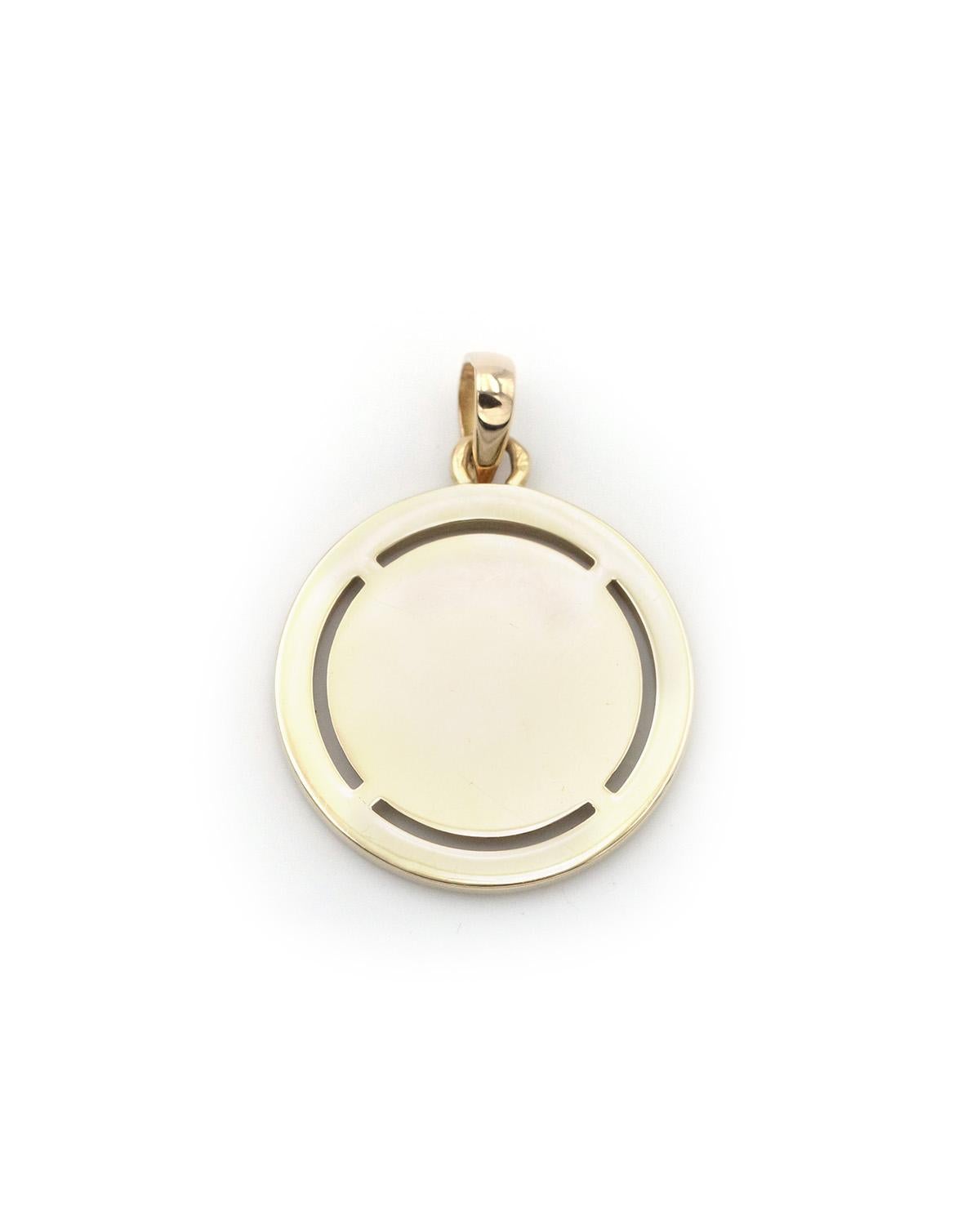 Seltene Augis Halo-Rubin-Love-Medaille in 18 Karat Gold, französischer Vintage-Anhänger im Zustand „Gut“ im Angebot in PARIS, FR