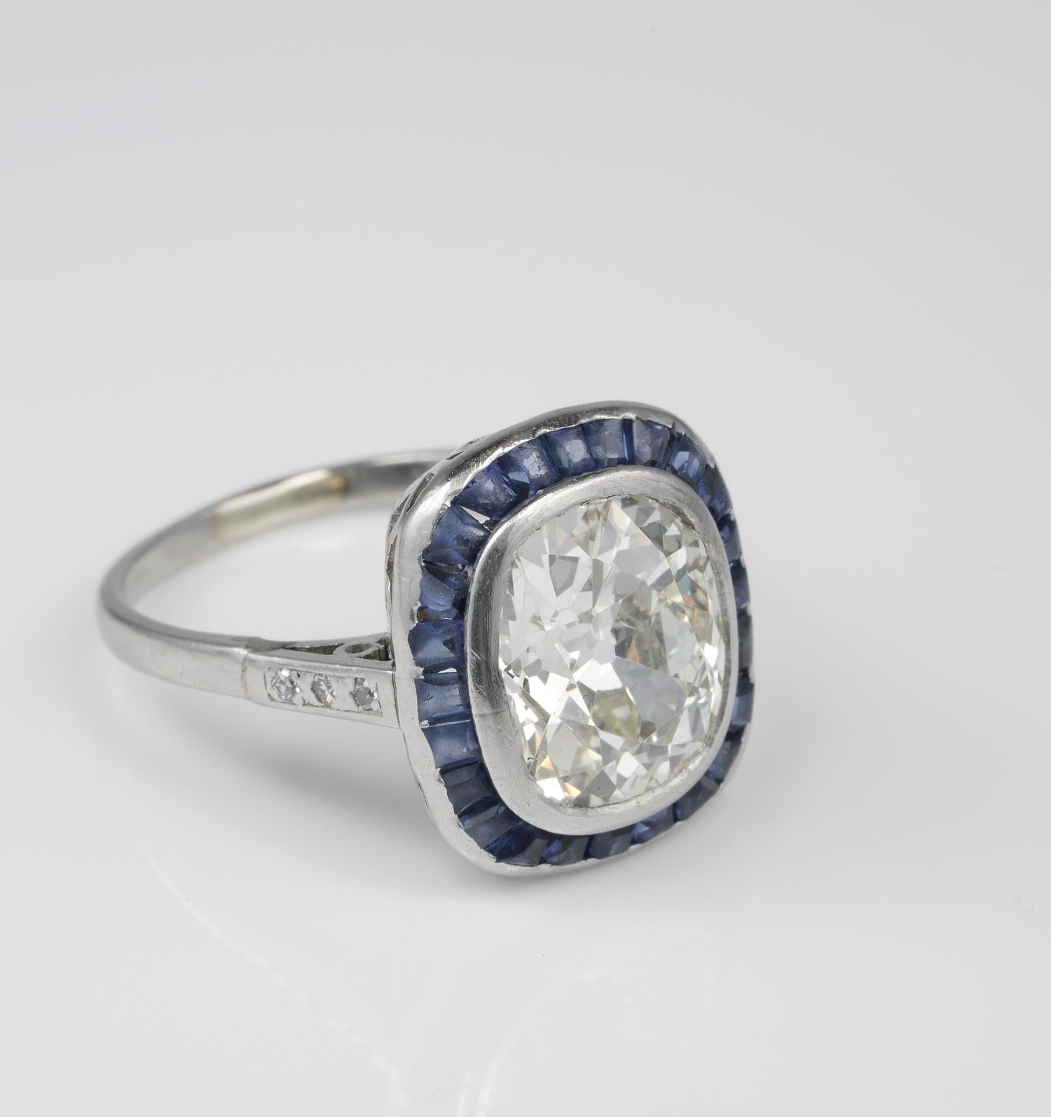 Edwardian Rare Antique 5.15 Carat Diamond Solitaire Plus Platinum Ring For Sale