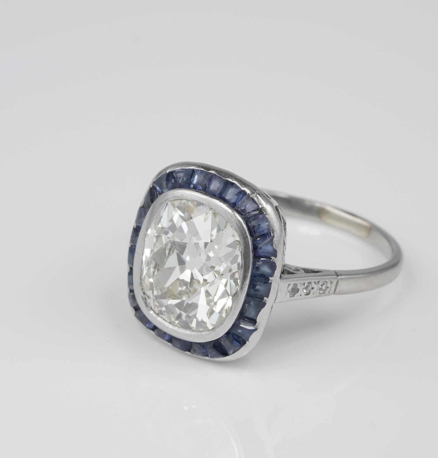 Rare Antique 5.15 Carat Diamond Solitaire Plus Platinum Ring In Good Condition For Sale In Napoli, IT