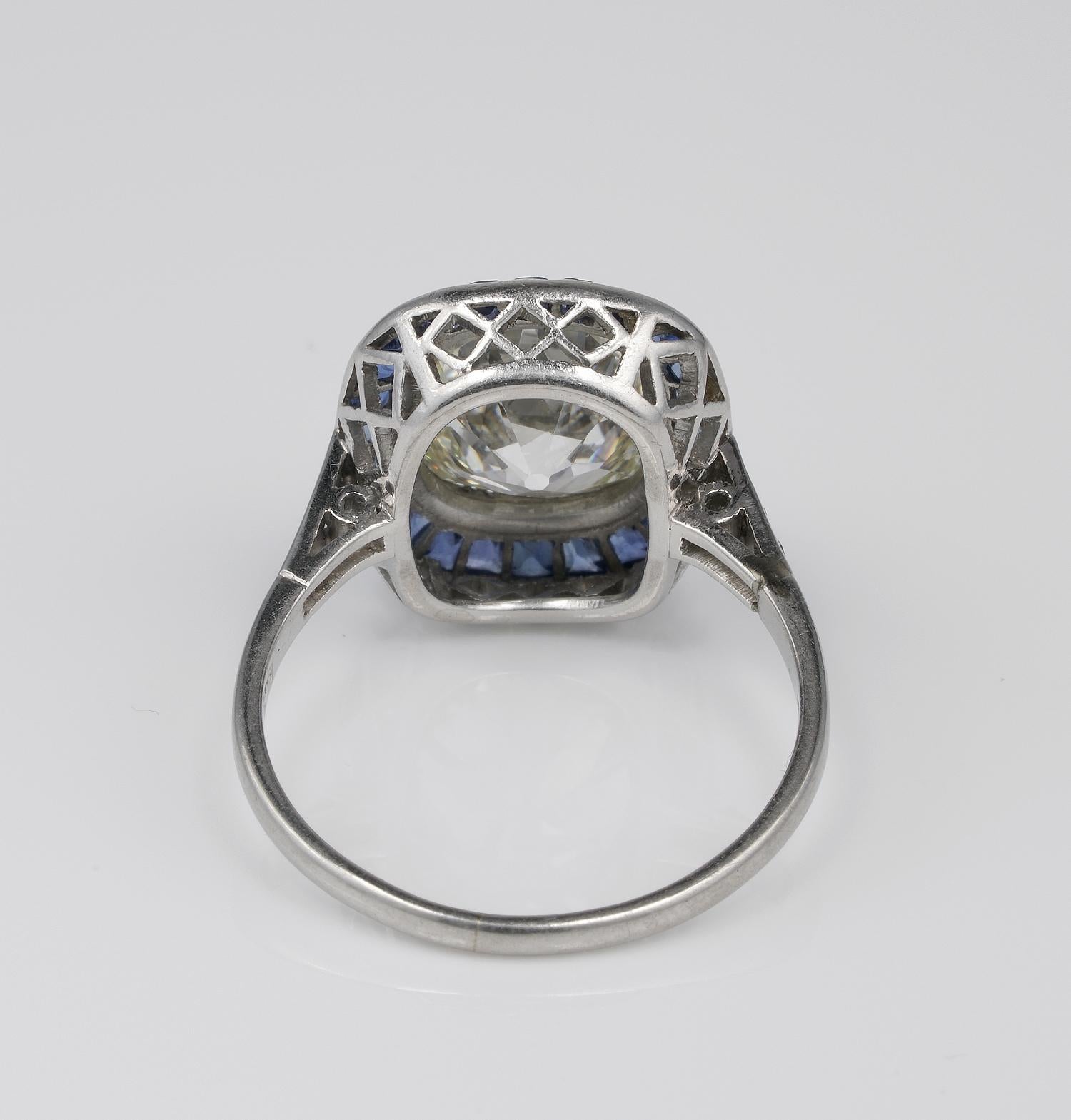 Rare Antique 5.15 Carat Diamond Solitaire Plus Platinum Ring For Sale 2