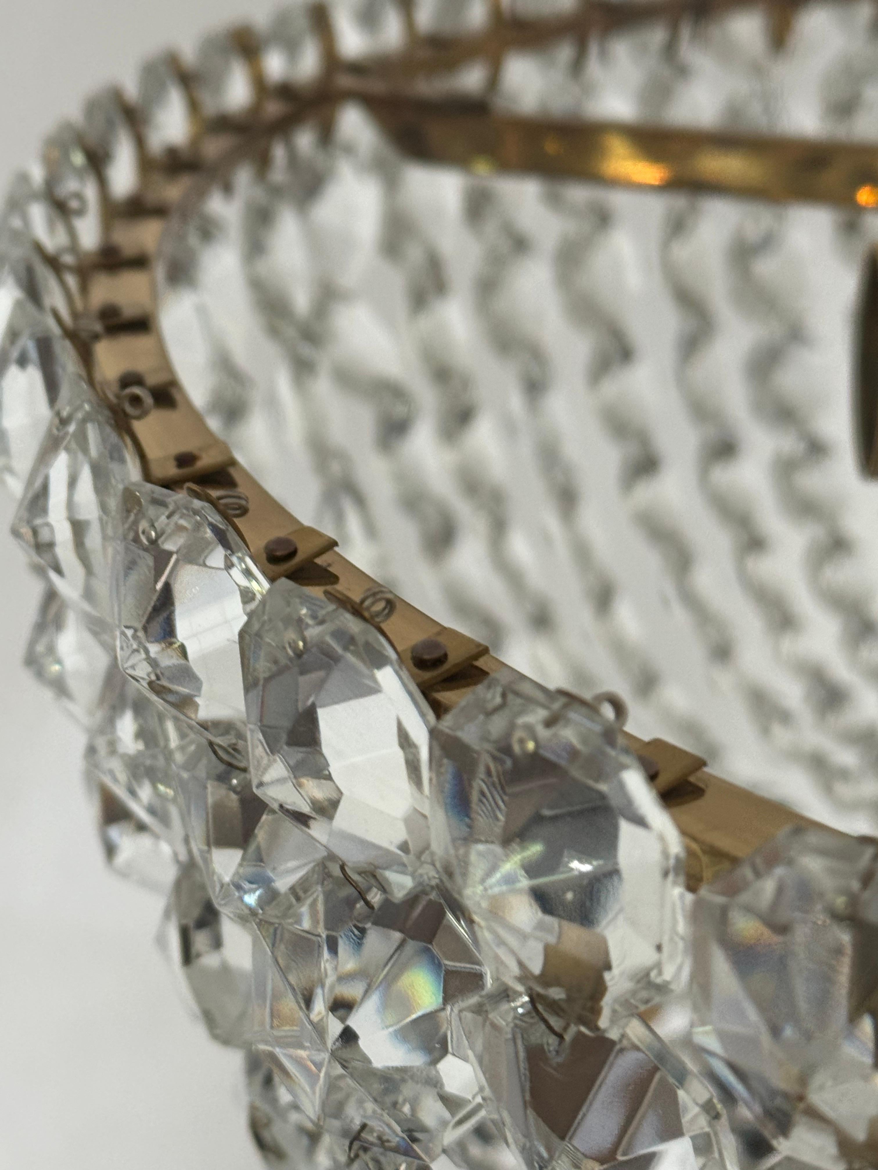 Austrian Exquisite Cut-Glass Basket Chandelier by J.L Lobmeyr, Vienna, circa 1960s For Sale