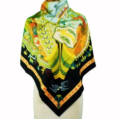 Rare Authentic Hermès 'Les Printemps de Thera' 90cm Silk Scarf by J. Abadie 2003