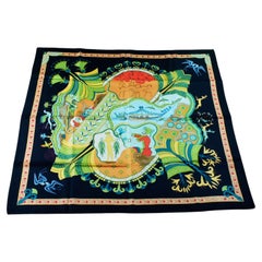 Rare Authentic Hermès 'Les Printemps de Thera' 90cm Silk Scarf by J. Abadie 2003