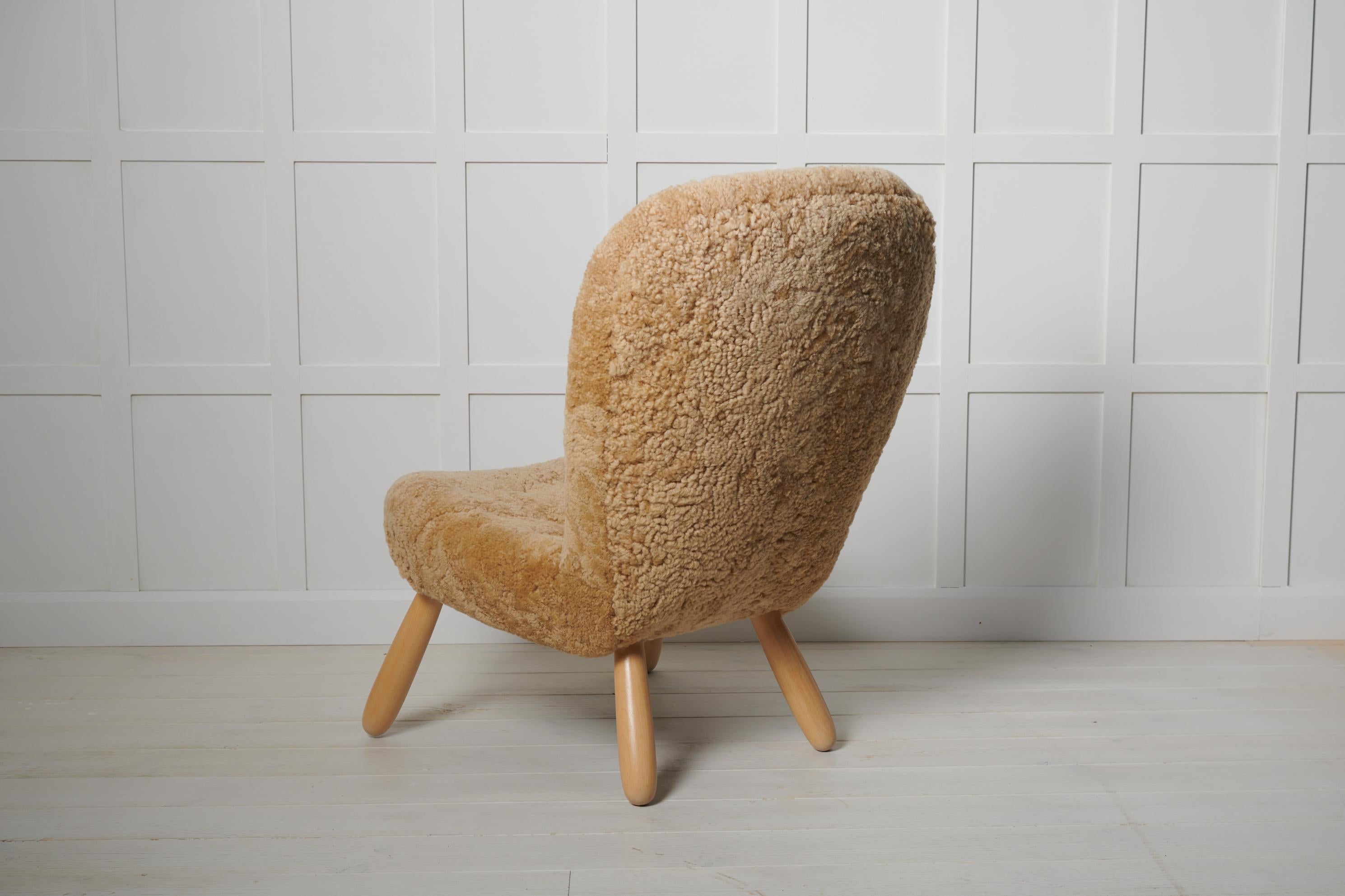 Authentique et rare chaise à palourdes moderne scandinave par Arnold Madsen, Danemark Bon état - En vente à Kramfors, SE