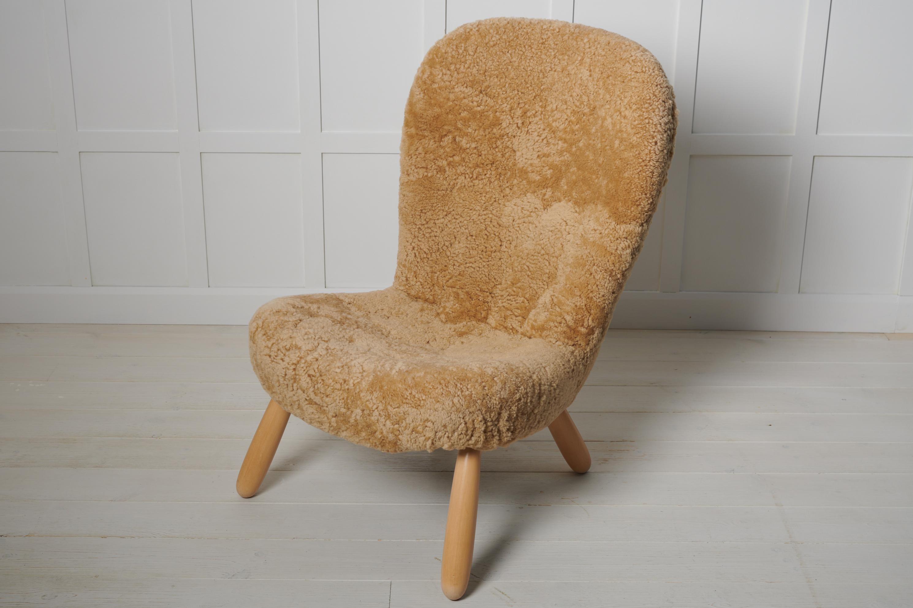 Rare Authentic Scandinavian Modern Clam Chair by Arnold Madsen, Denmark For Sale 3