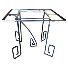 Rare Avant-Garde Scrolling Art Deco Iron Dining Outdoor Patio Table