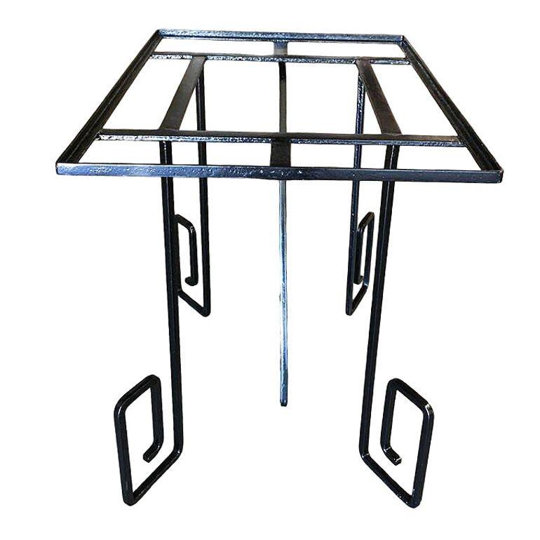 American Rare Avant-Garde Scrolling Art Deco Iron Dining Outdoor Patio Table