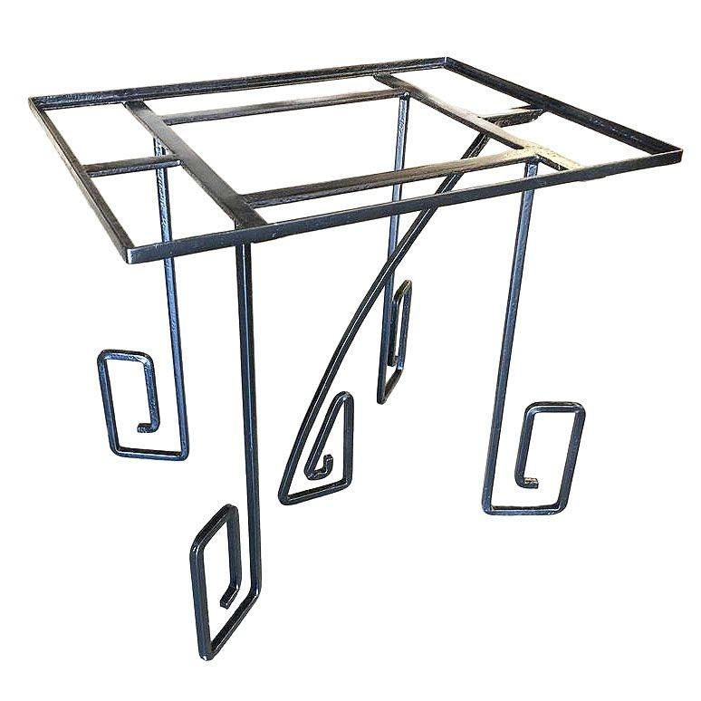 Rare Avant-Garde Scrolling Art Deco Iron Dining Outdoor Patio Table In Excellent Condition In Van Nuys, CA