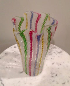 Rare AVeM Murano Lattice Vase, circa 1950s Signed with Original Label