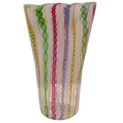 Rare AVeM Murano Lattice Vase, circa 1950s Signed with Original Label