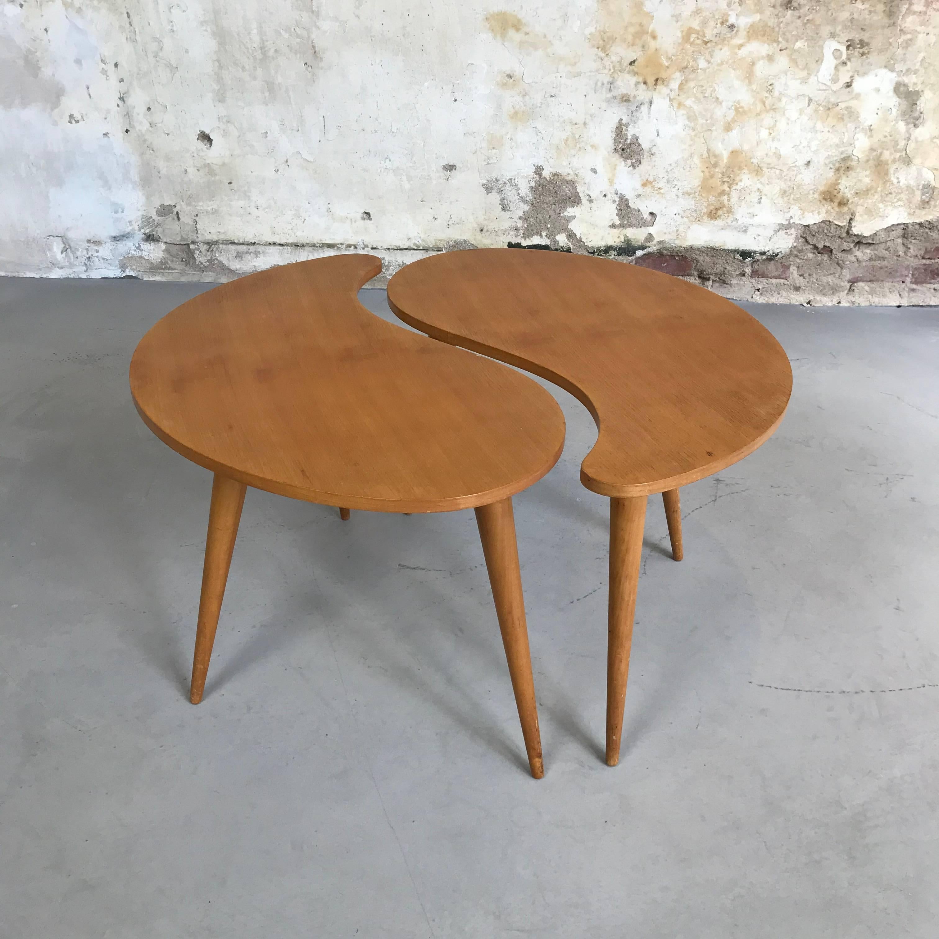 Mid-Century Modern Rare Awesome Dutch Kidney-Shaped Coffee Table Set from ‘Gelderland NV’, 1950s