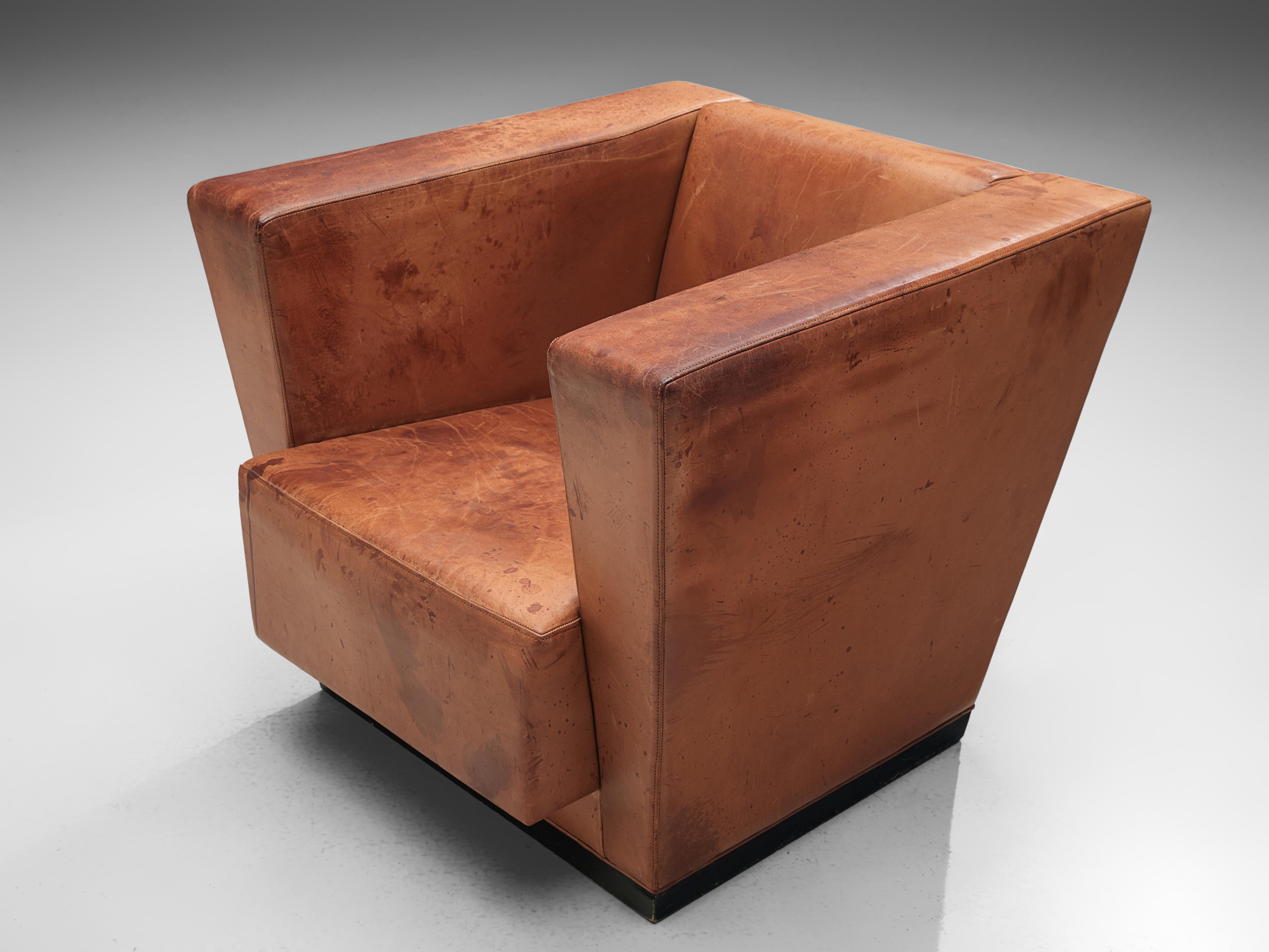 Swedish Rare Axel Einar Hjorth ‘Lido’ Lounge Chair in Original Patinated Leather