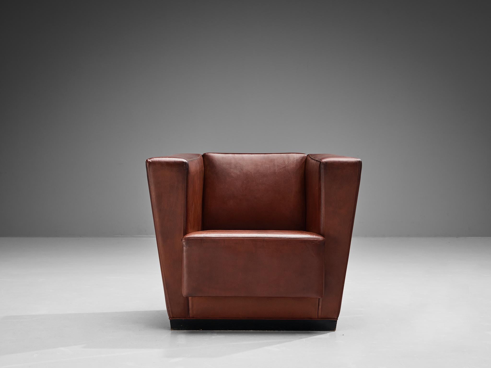 Swedish Rare Axel Einar Hjorth ‘Lido’ Lounge Chair in Patinated Leather  For Sale