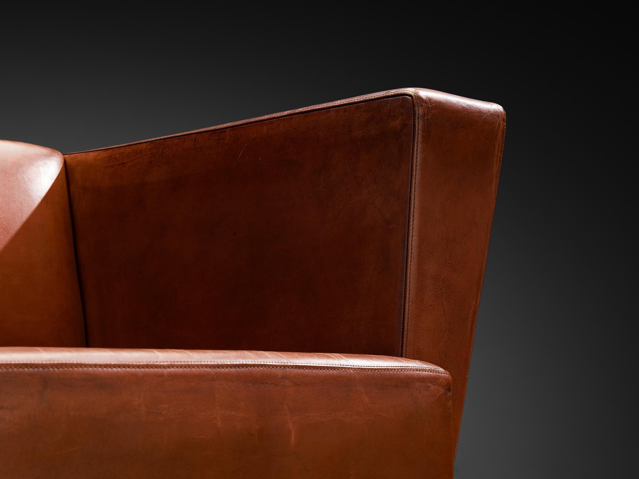 Seltener Axel Einar Hjorth 'Lido' Loungesessel in patiniertem Leder im Zustand „Gut“ im Angebot in Waalwijk, NL