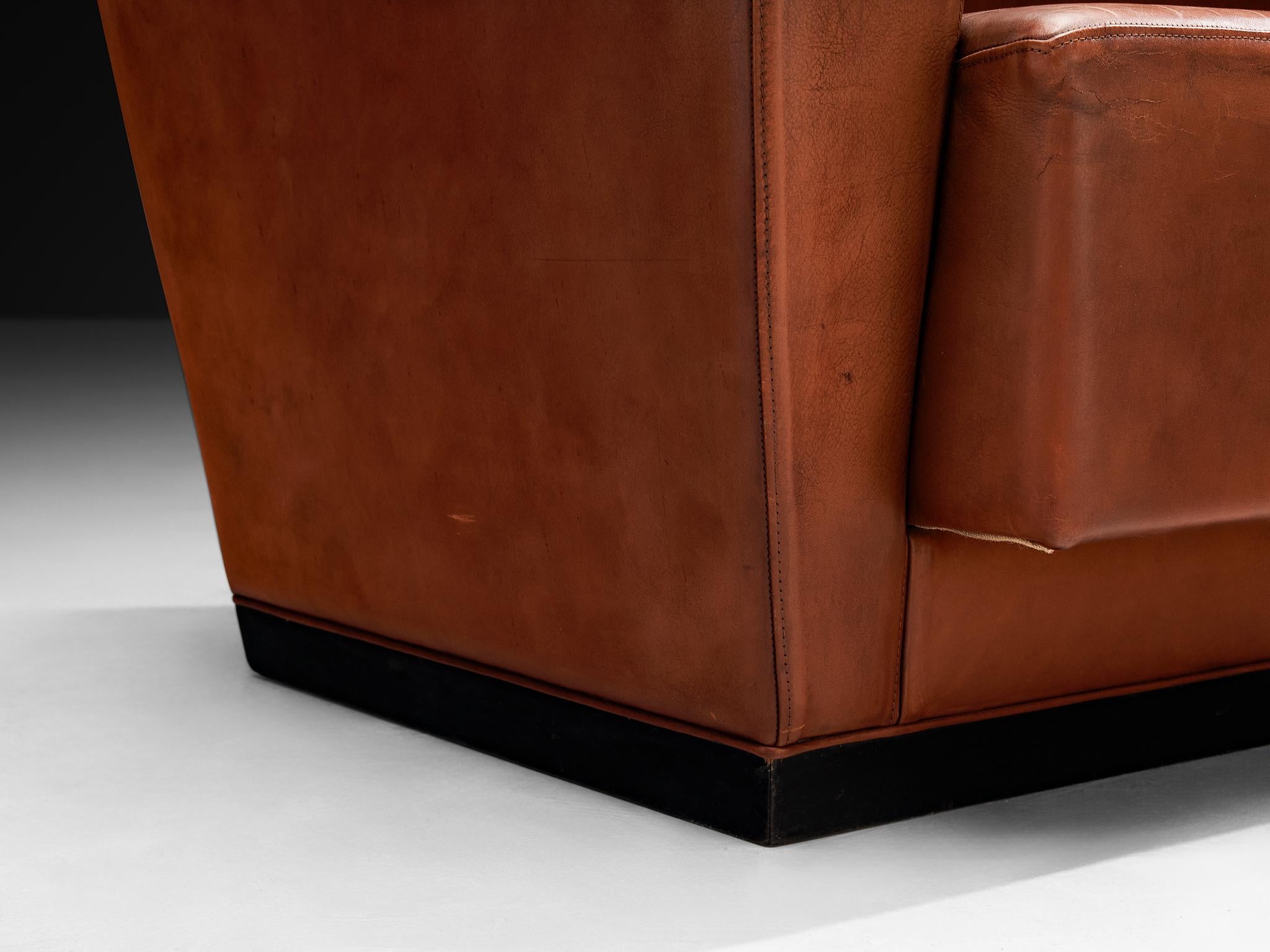 Seltener Axel Einar Hjorth 'Lido' Loungesessel in patiniertem Leder im Angebot 1