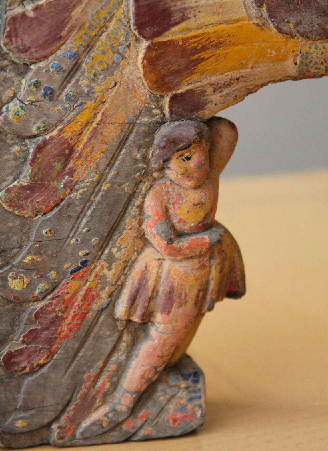 Rare Aztec Colonial Polychromed Wood Sculpture! Holy Imagene Bultos Santos Icons For Sale 2