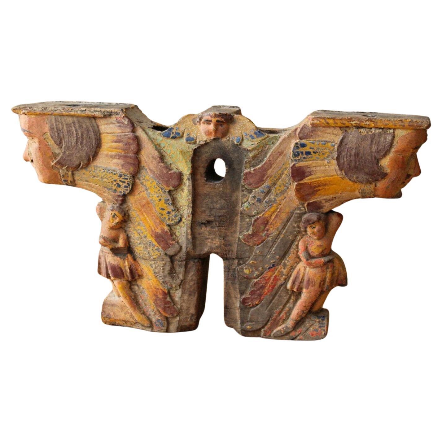 Rare Aztec Colonial Polychromed Wood Sculpture! Holy Imagene Bultos Santos Icons For Sale