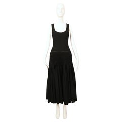 rare AZZEDINE ALAIA black 
Plissé Abeille
 hand pleated RUNWAY dress