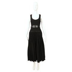 seltenes AZZEDINE ALAIA schwarzes 'Plissé Abeille' Kleid mit Handfalten