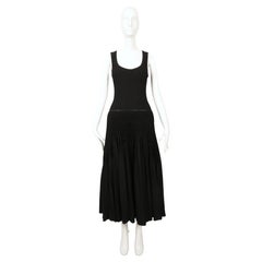 rare AZZEDINE ALAIA black 'Plissé Abeille' hand pleated RUNWAY dress