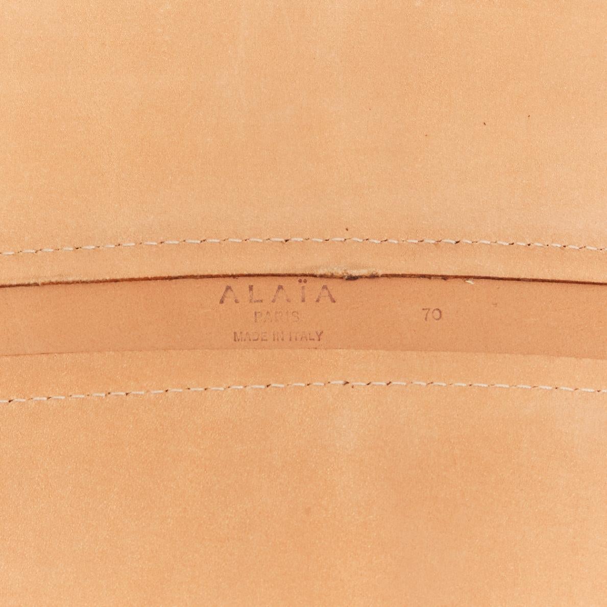 rare AZZEDINE ALAIA black suede leather wide scallop corset statement belt 70cm For Sale 4