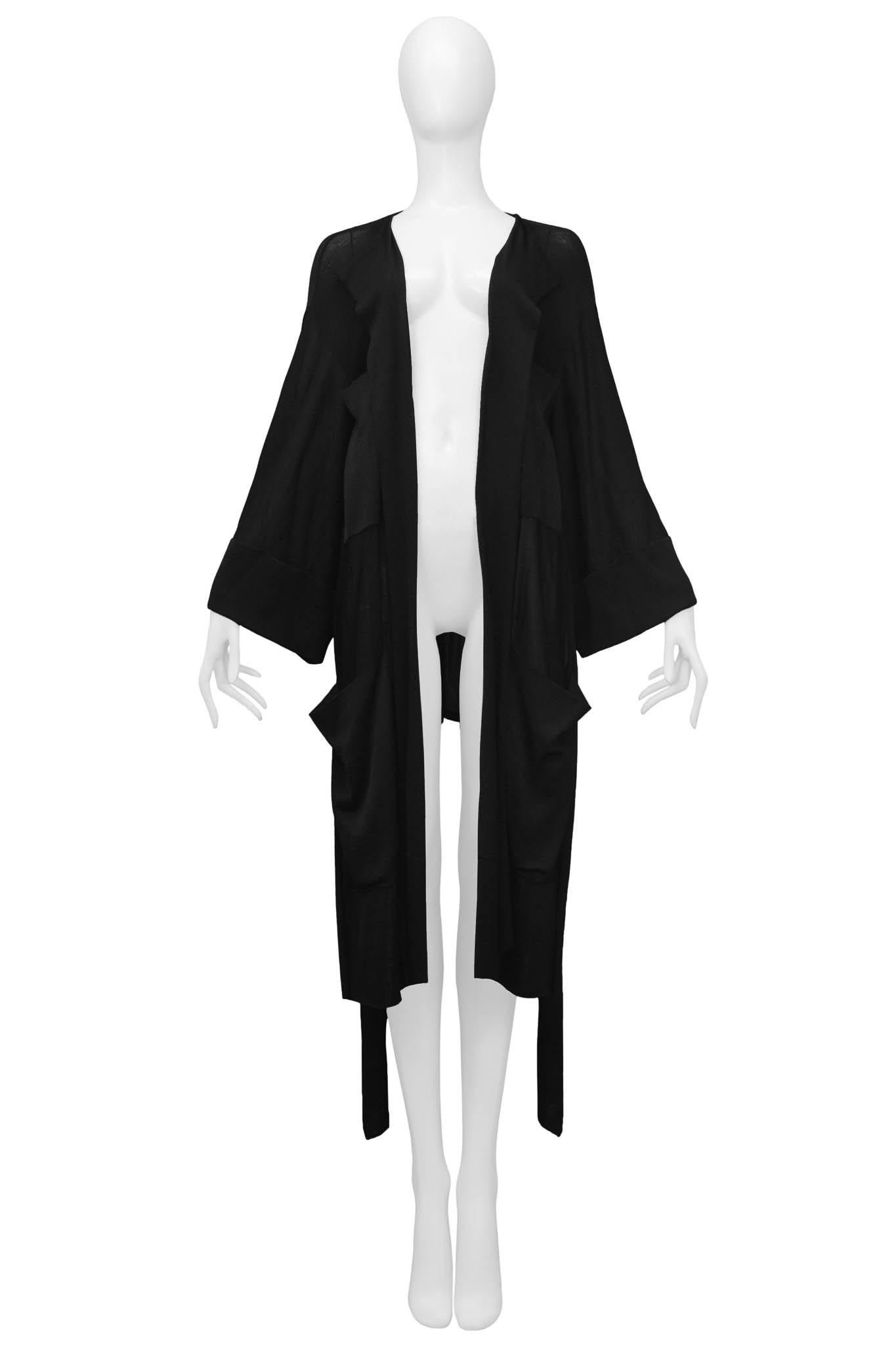 Rare Azzedine Alaia Black Woven Kimono Cardigan Duster 1985 In Excellent Condition In Los Angeles, CA