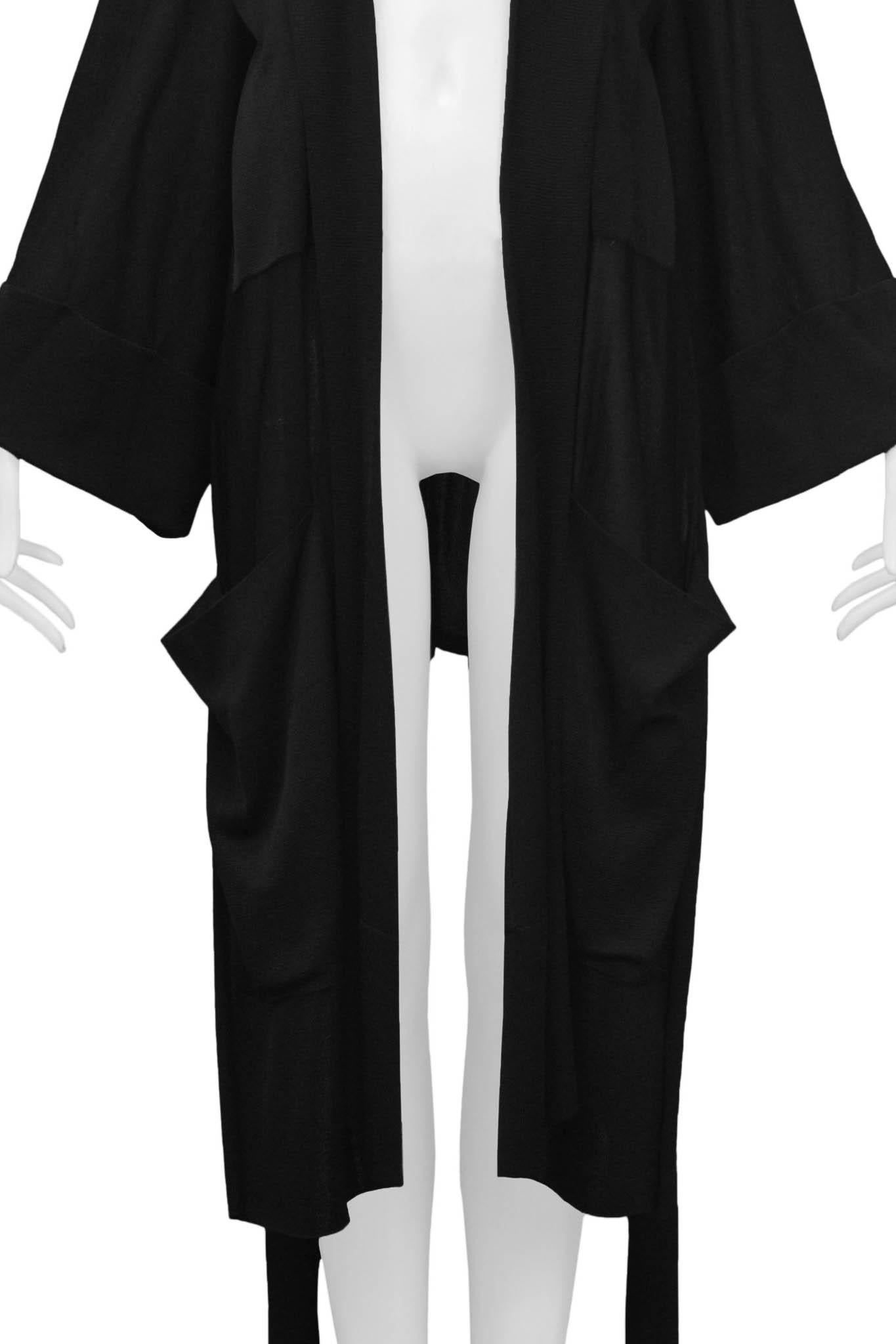 Women's Rare Azzedine Alaia Black Woven Kimono Cardigan Duster 1985