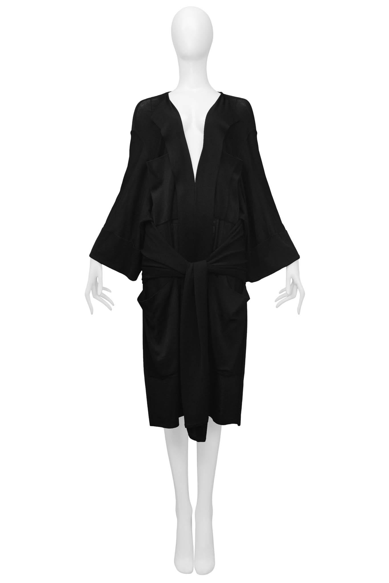 Rare Azzedine Alaia Black Woven Kimono Cardigan Duster 1985 3