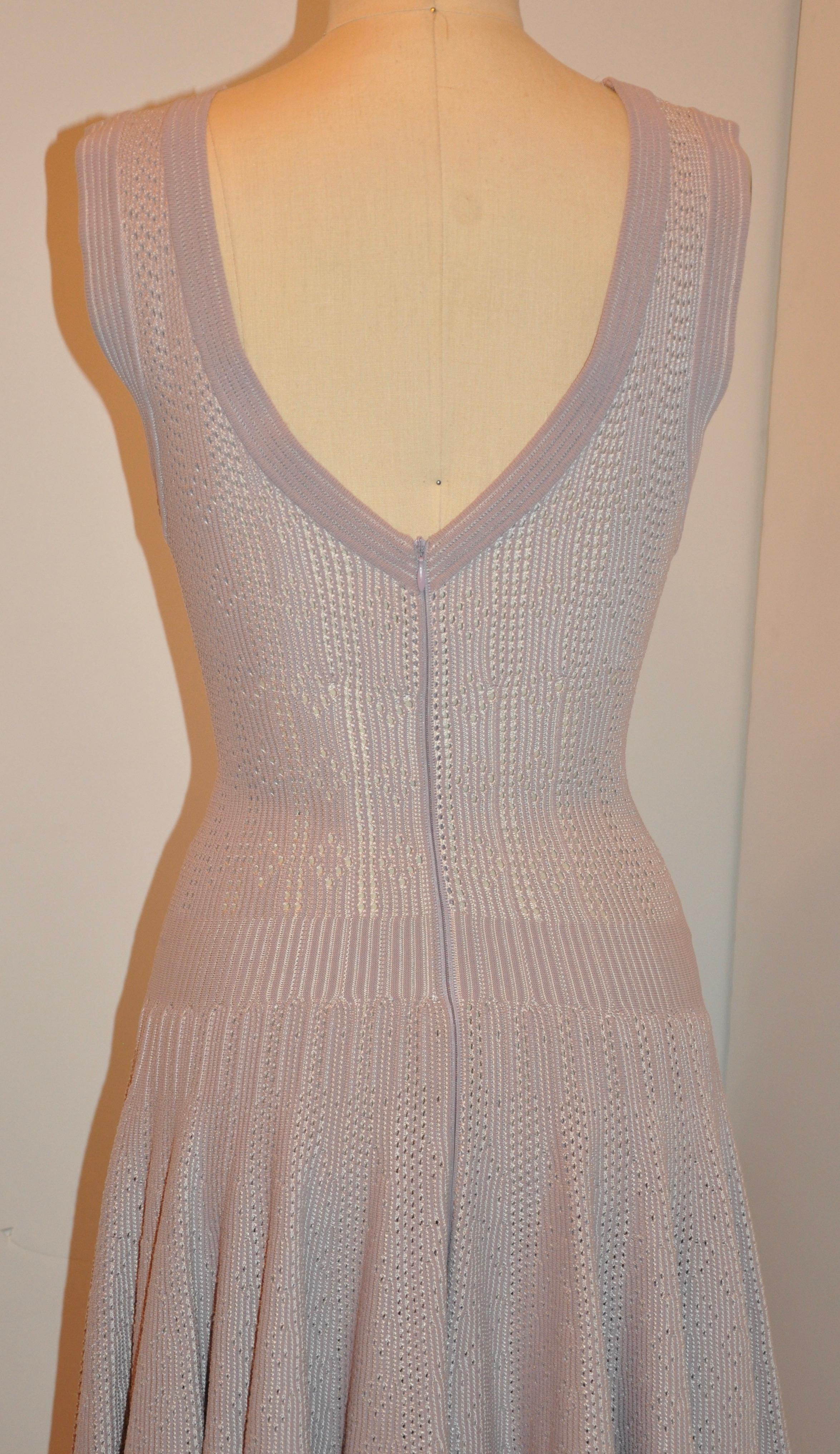 Rare Azzedine Alaia Signature Fawn-Hue Form-Fitting Eyelet Accented Swing Dress For Sale 6