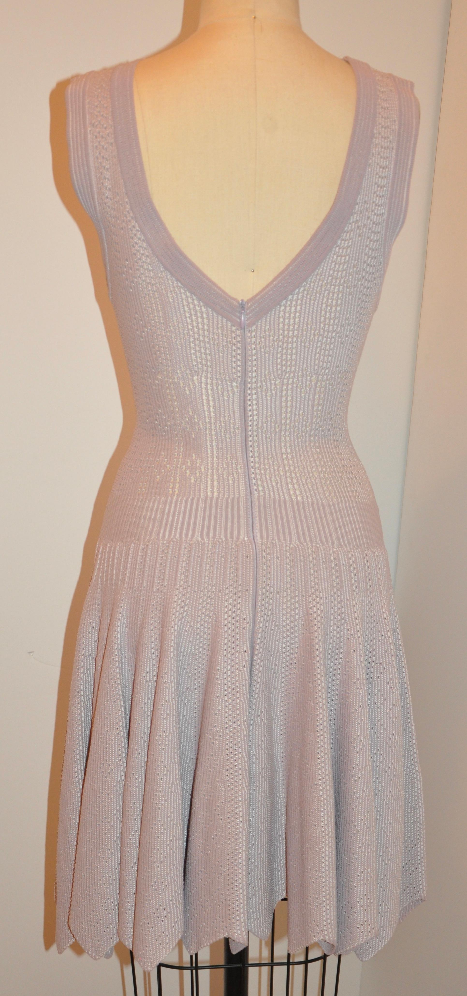 Rare Azzedine Alaia Signature Fawn-Hue Form-Fitting Eyelet Accented Swing Dress For Sale 4