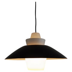 Rare B1033 Black and White Pendant Lamp by RAAK, the Netherlands 1950's