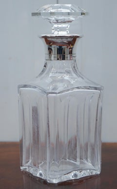 Rare Baccarat Crystal Asprey Sterling Silver Collar Harcourt Whisky Decanter