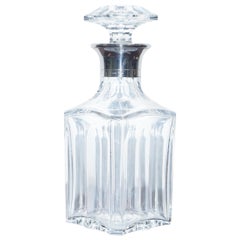 Rare carafe à whisky Harcourt en cristal Asprey de Baccarat et col en argent sterling