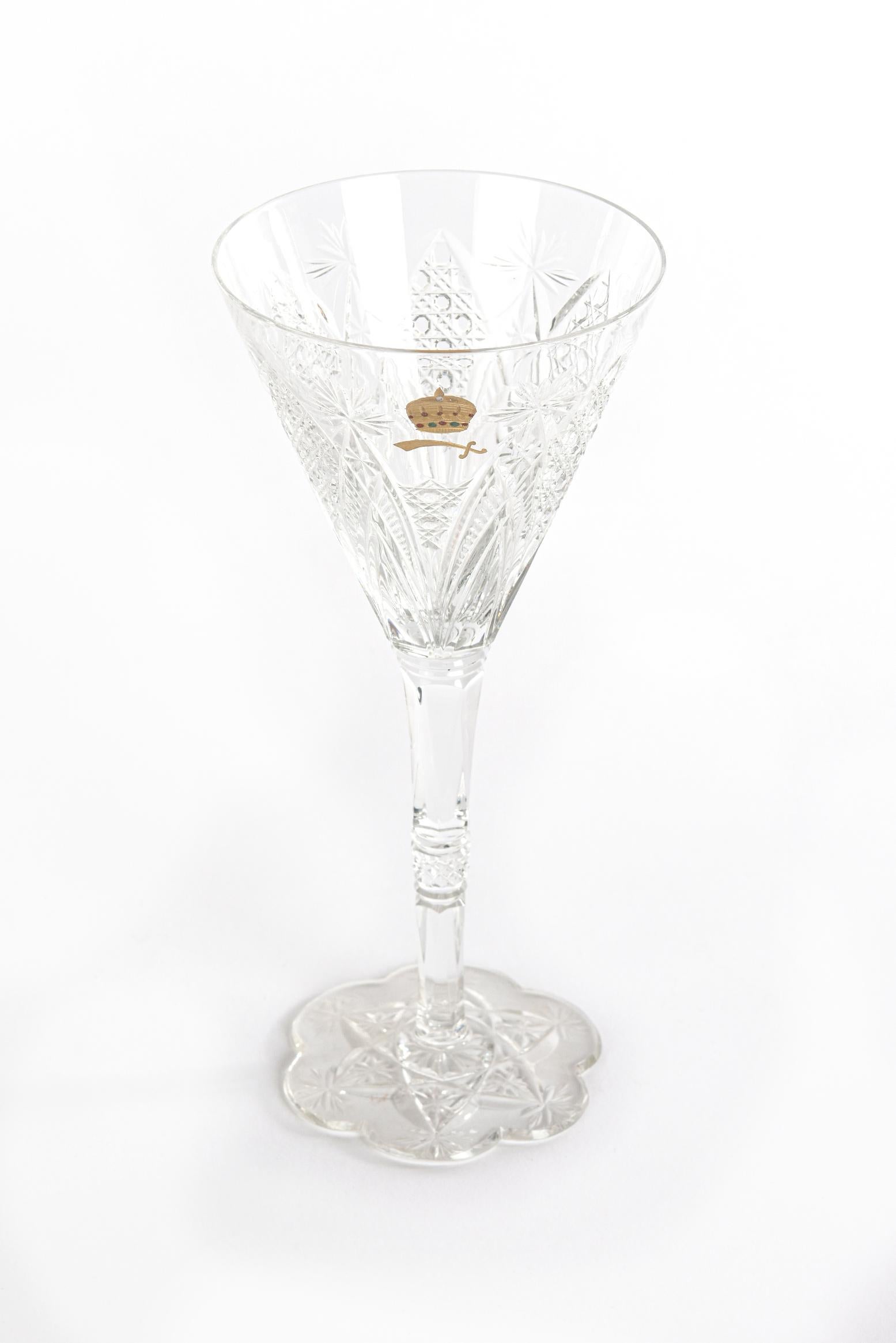 A wonderful opportunity to add to your Museum Quality collection. From France's premier Cristallerie, Baccarat, this hand blown and cut pattern features a diamond fan pattern with an elegant cut stem and fully cut and shaped petal base that simply