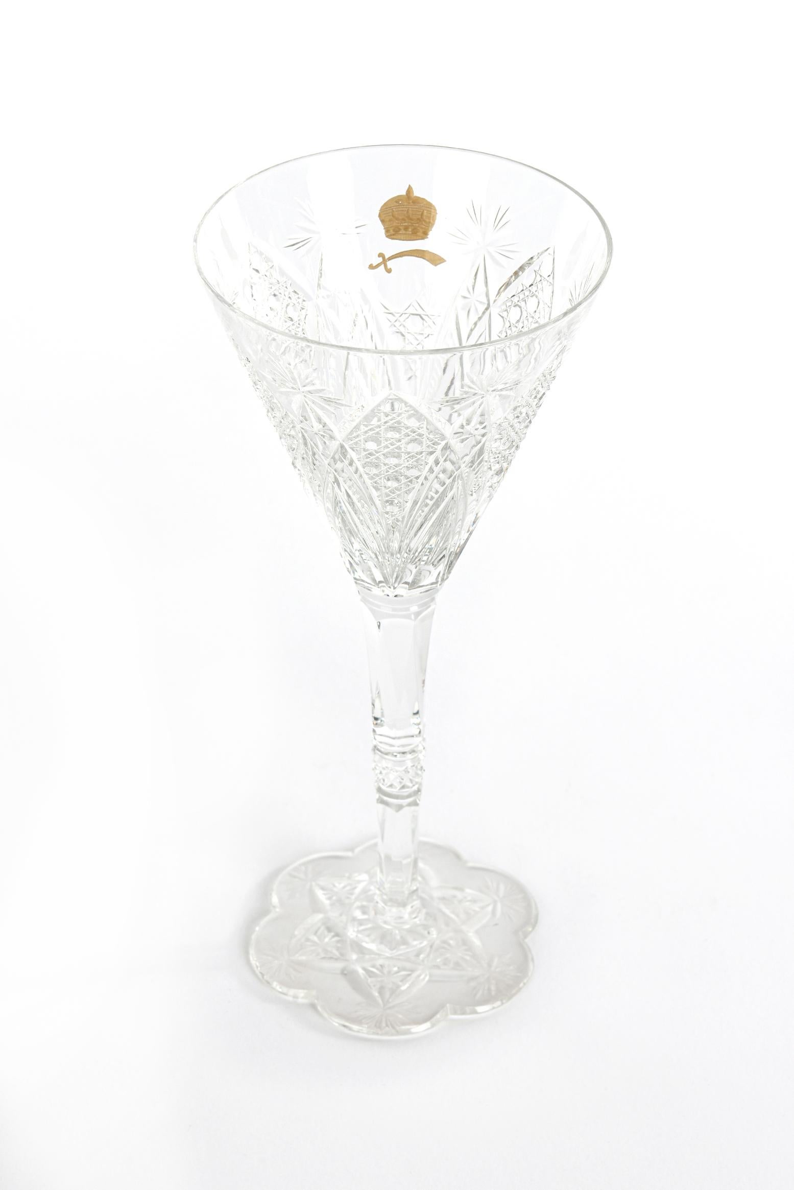 Mid-20th Century Rare Baccarat Custom Sultan of Brunei Aperitif or Sherry Glass Hand Cut Crystal