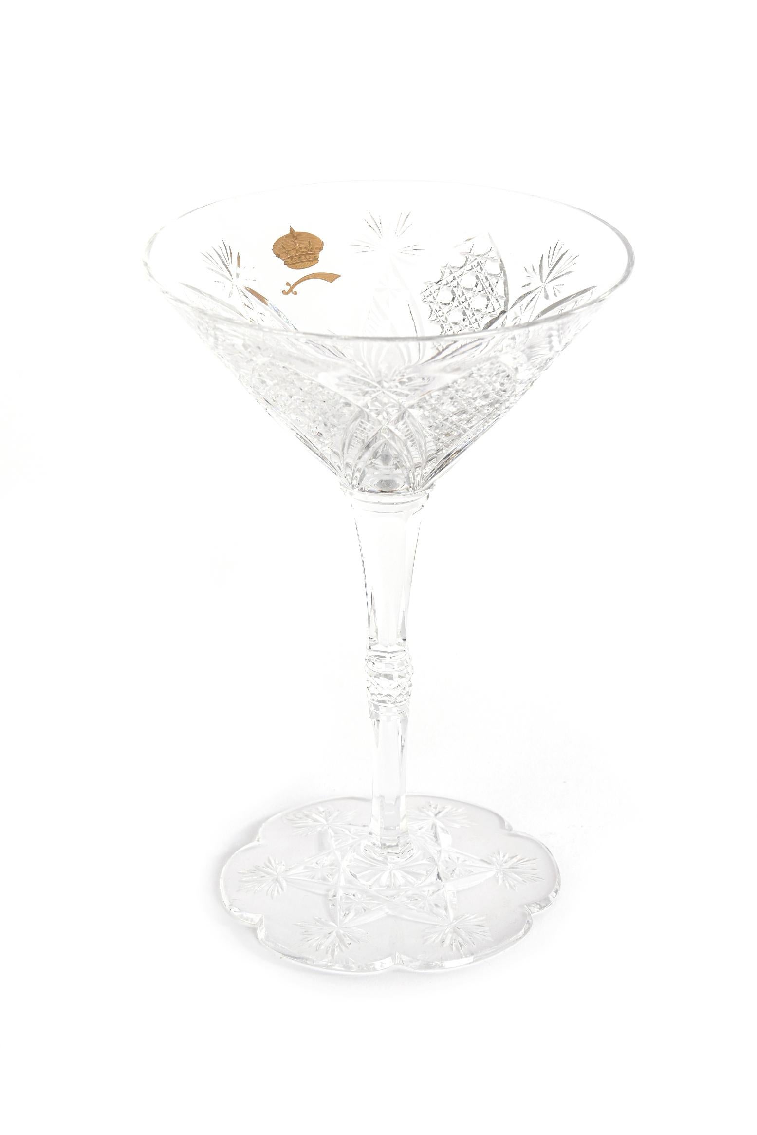 Art Nouveau Rare Baccarat Custom Sultan of Brunei Martini or Cocktail Glass Hand Cut Crystal