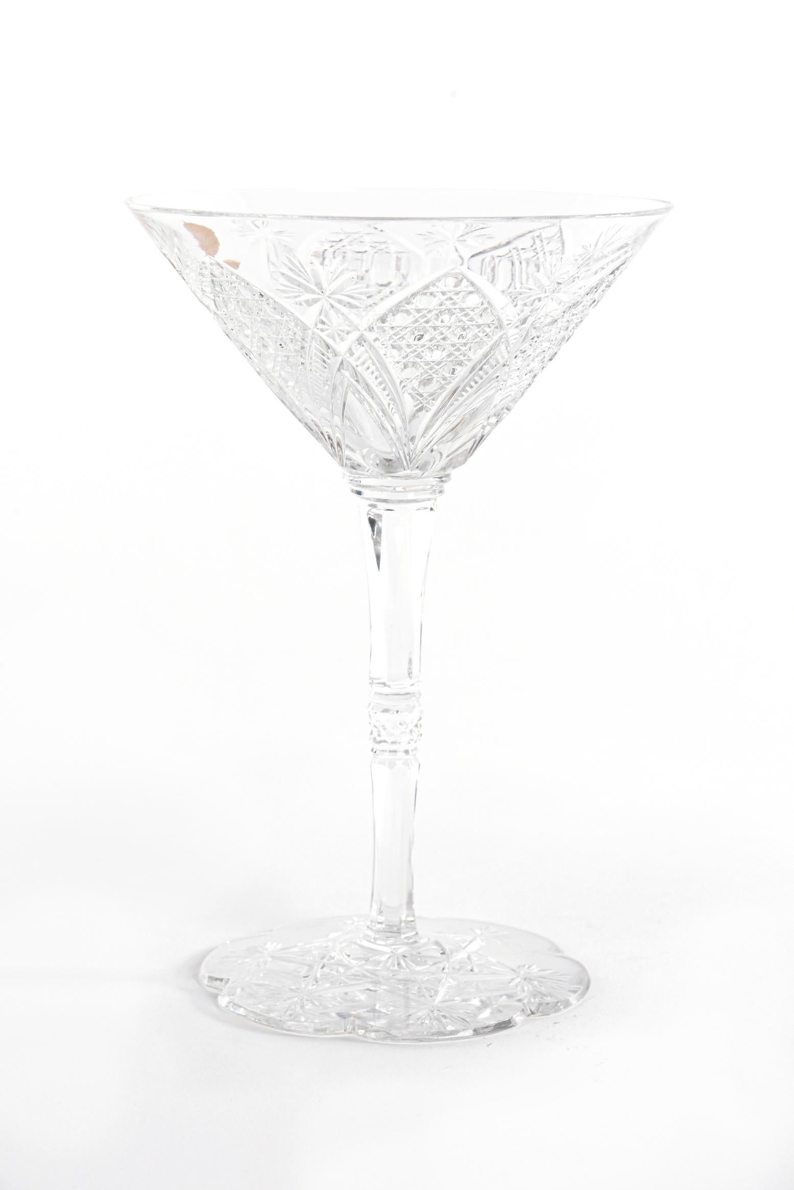 Hand-Crafted Rare Baccarat Custom Sultan of Brunei Martini or Cocktail Glass Hand Cut Crystal