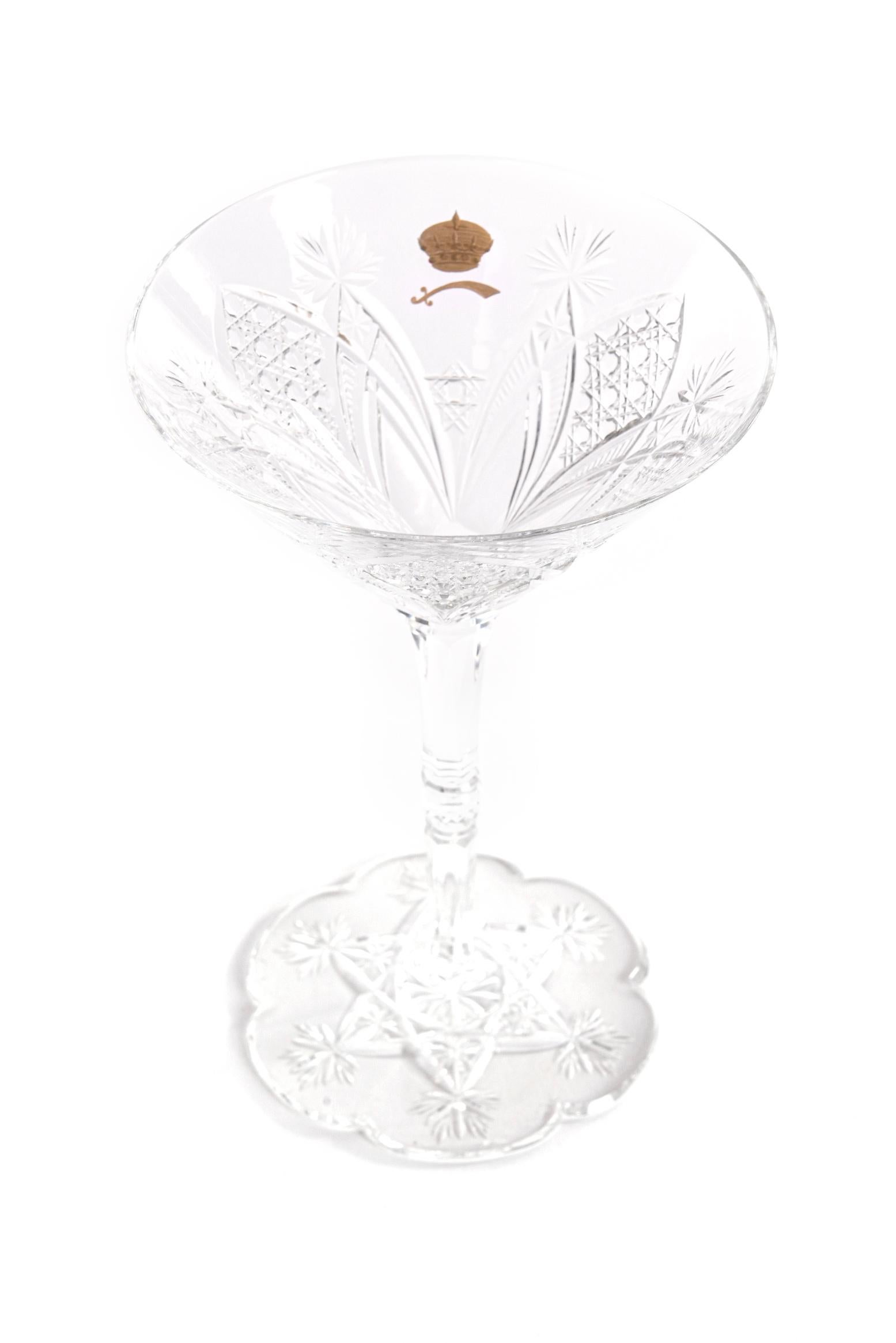 Mid-20th Century Rare Baccarat Custom Sultan of Brunei Martini or Cocktail Glass Hand Cut Crystal