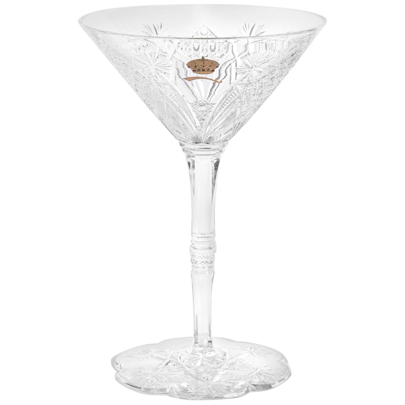 Rare Baccarat Custom Sultan of Brunei Martini or Cocktail Glass Hand Cut Crystal