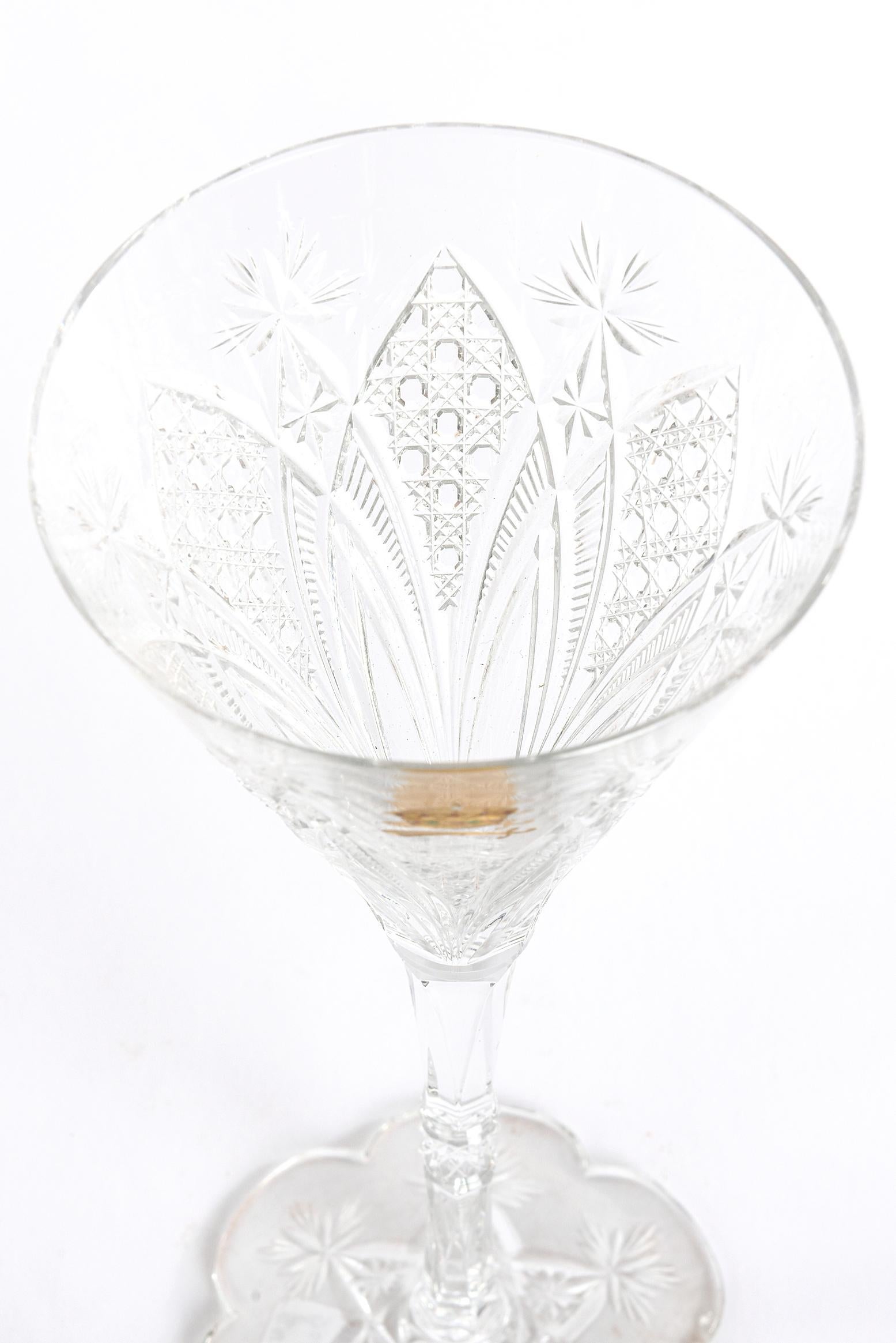 Hand-Crafted Rare Baccarat Custom Sultan of Brunei Suite of 3 Handcut Crystal Wine Glasses