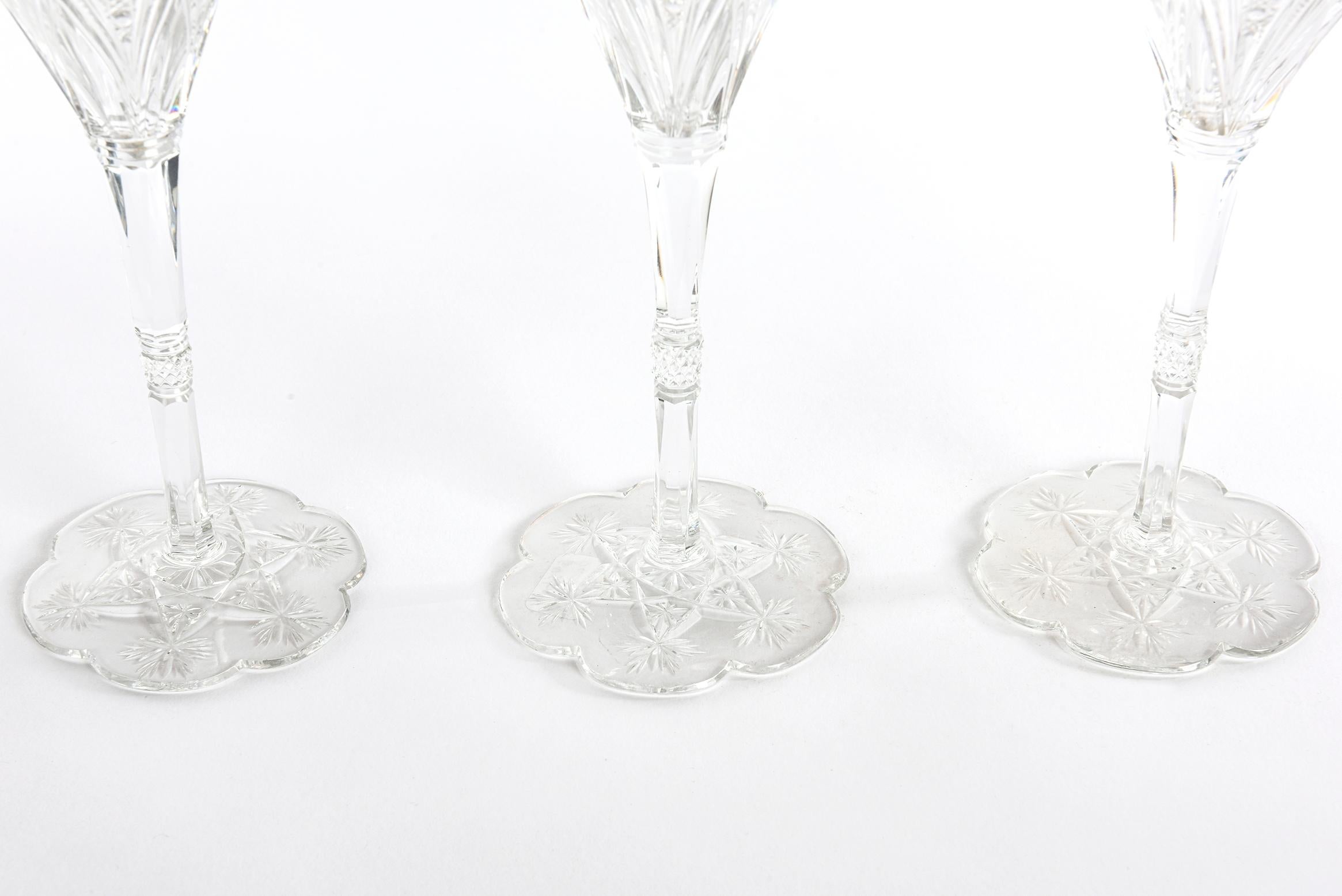 Rare Baccarat Custom Sultan of Brunei Suite of 3 Handcut Crystal Wine Glasses In Good Condition In West Palm Beach, FL